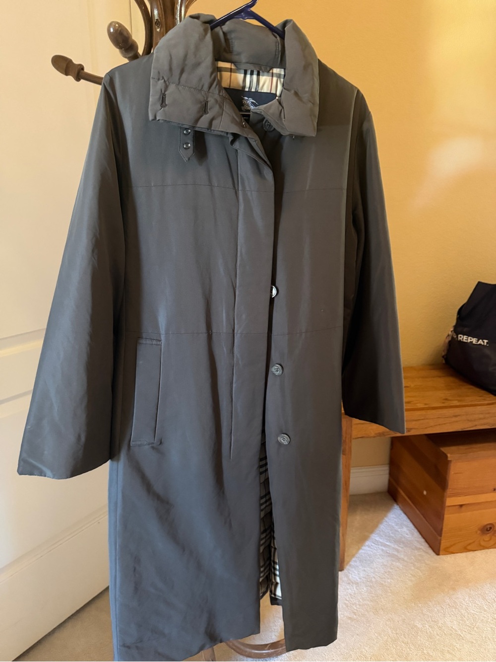 Burberry Charcoal Gray Long Women's Trench Coat